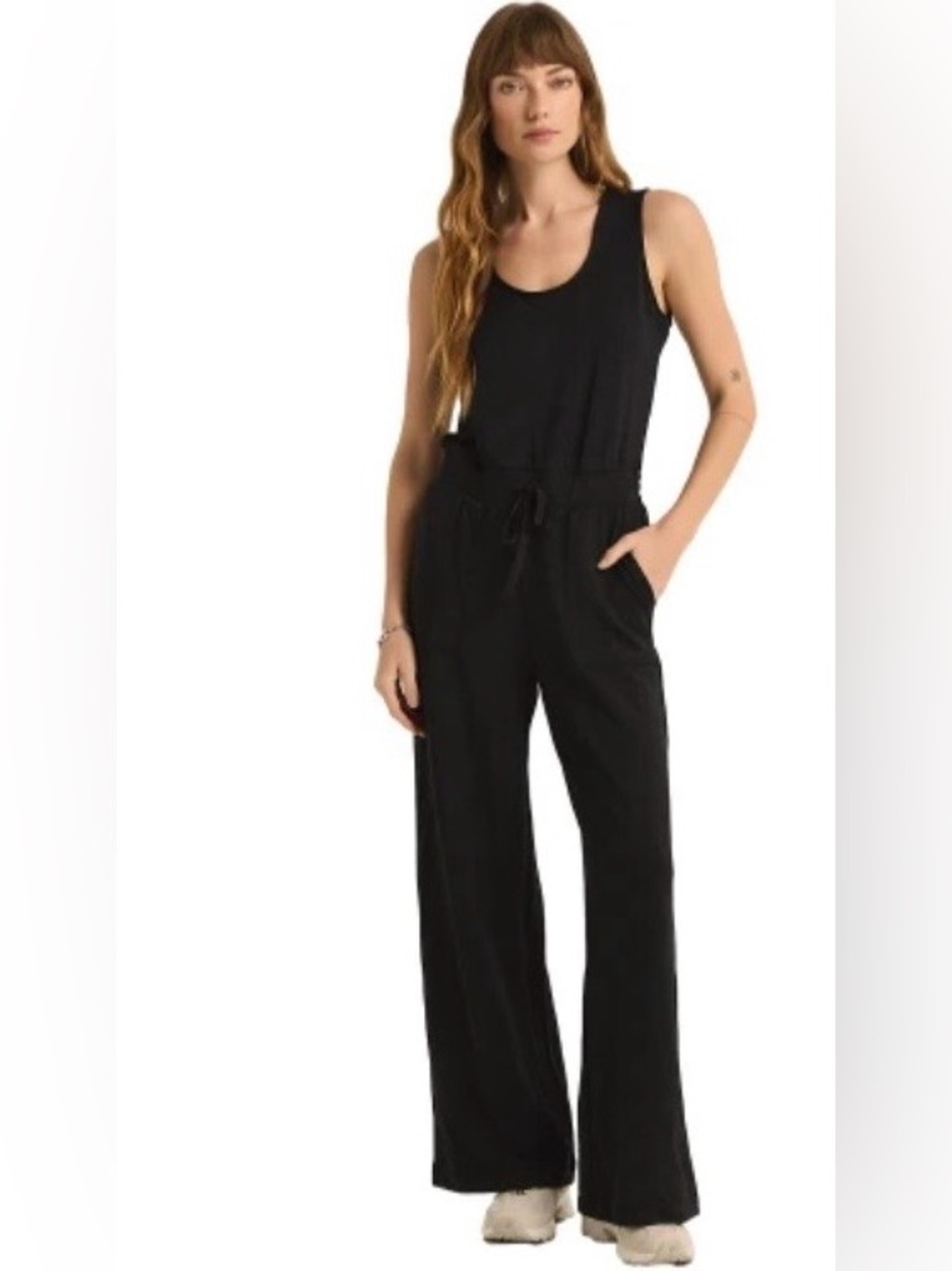 Calvin Klein Black Sleeveless Drawstring Jumpsuit